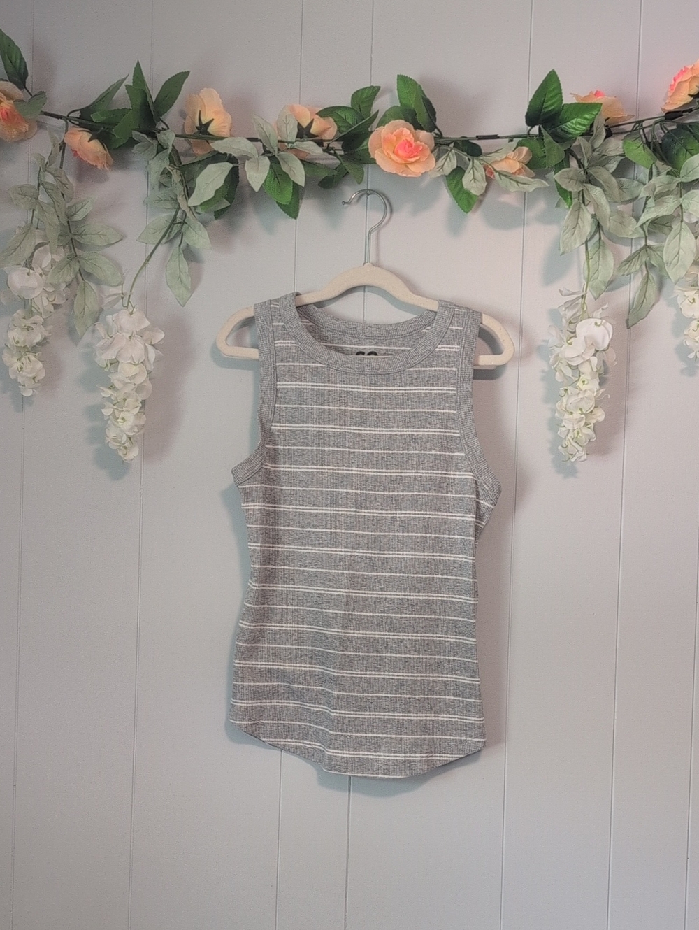 SO Gray Striped Sleeveless Tank Top
